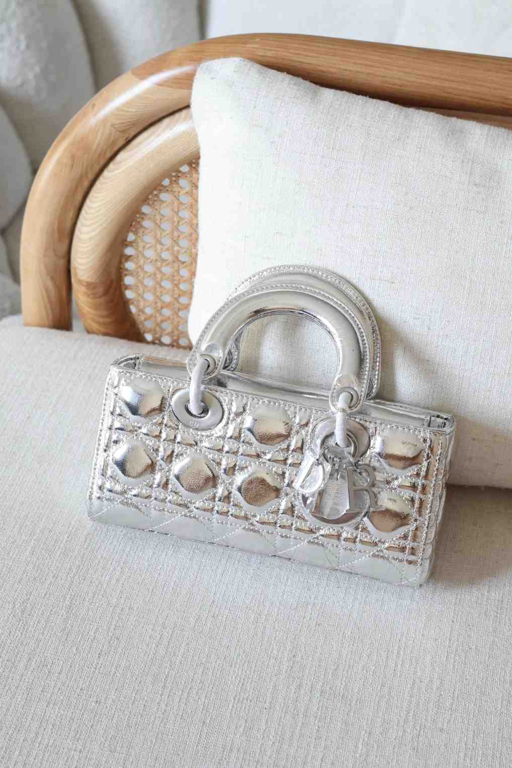 Dior Lady D-Joy Small Metallic Silver Calfskin Dior Lady D-Joy Small Metallic Silver Calfskin