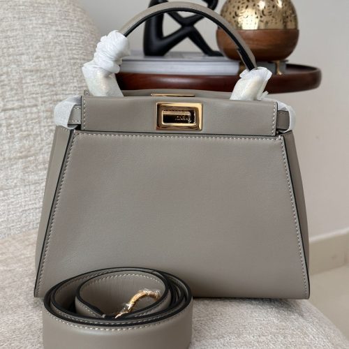 Fendi Peekaboo Mini Dove Grey Satchel Bag