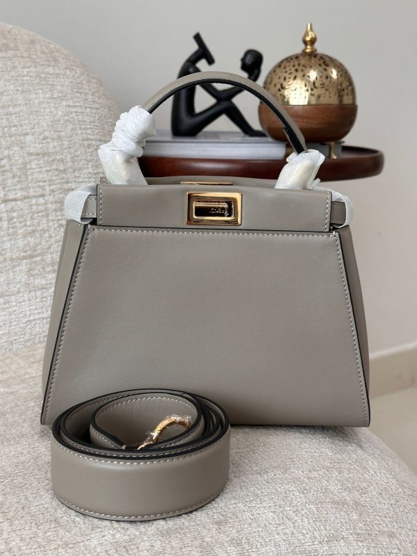 Fendi Peekaboo Mini Dove Grey Satchel Bag