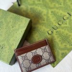 Gucci Card Holder Beige Brown GG Logo Patch