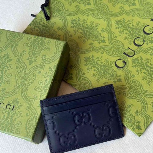 Gucci Card Wallet Black GG Embossed