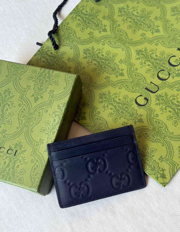 Gucci Card Wallet Black GG Embossed