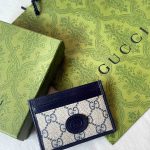 Gucci Card Holder Beige Blue GG Logo Patch