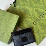 Gucci GG Black Grey Logo Patch Supreme Card Holder
