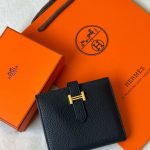 Hermes Bearn Compact Bifold Wallet In Black Epsom Leather