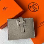 Hermes H Passant Compact Wallet In Etoupe Epsom Leather