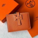 Hermes H Passant Compact Wallet In Orange Epsom Leather