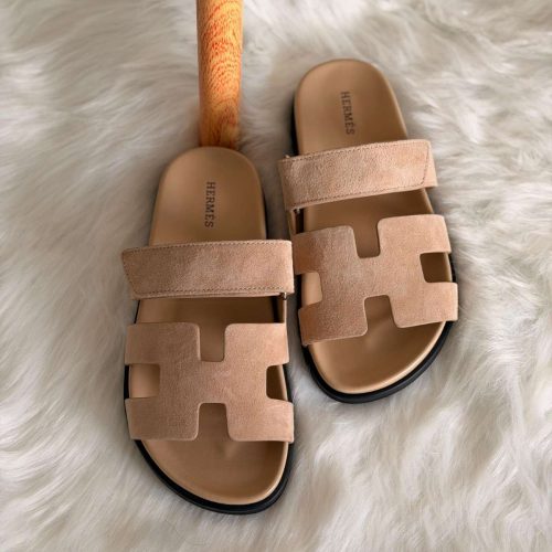 Hermes Beige Chypre Sandals In Suede