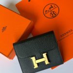 Hermes Constance Short Wallet Black Epsom Gold Hardware