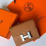 Hermes Constance Short Wallet Dark Brown Epsom Silver Hardware