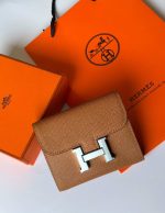 Hermes Constance Short Wallet Dark Brown Epsom Silver Hardware
