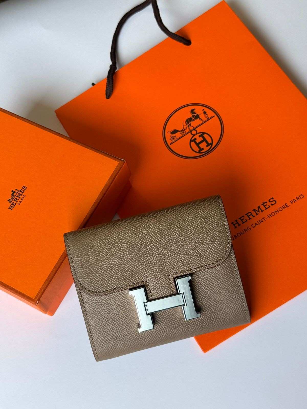 Hermes Constance Short Wallet Etoupe Epsom Silver Hardware Hermes Constance Short Wallet Etoupe Epsom Silver Hardware - Image 1