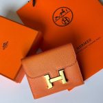 Hermes Constance Short Wallet Orange Epsom Gold Hardware