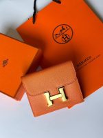 Hermes Constance Short Wallet Orange Epsom Gold Hardware