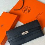 Hermes Kelly To Go Wallet Black Epsom Leather Silver Hardware