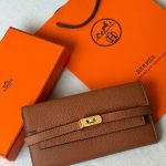 Hermes Kelly To Go Wallet Brown Epsom Leather Gold Hardware