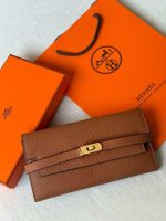 Hermes Kelly To Go Wallet Brown Epsom Leather Gold Hardware