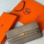 Hermes Kelly To Go Wallet Etoupe Epsom Leather Gold Hardware