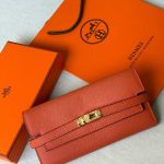 Hermes Kelly To Go Wallet Orange Epsom Leather Gold Hardware