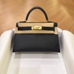 Hermes Mini Kelly 20 Black Epsom Leather GHW