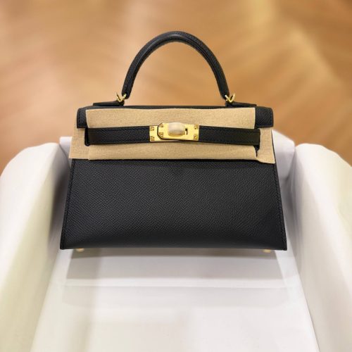 Hermes Mini Kelly 20 Black Epsom Leather GHW