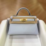 Hermes Mini Kelly 20 Bleu Brume Epsom Leather GHW