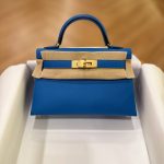 Hermes Mini Kelly 20 Bleu Hydra Epsom Leather GHW