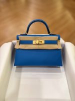 Hermes Mini Kelly 20 Bleu Hydra Epsom Leather GHW