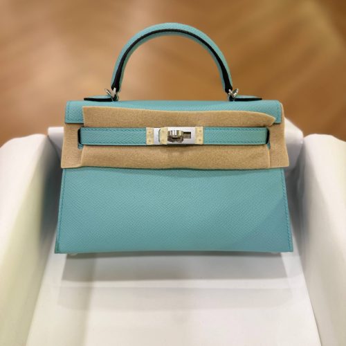 Hermes Mini Kelly 20 Blue Atoll Epsom Leather SHW