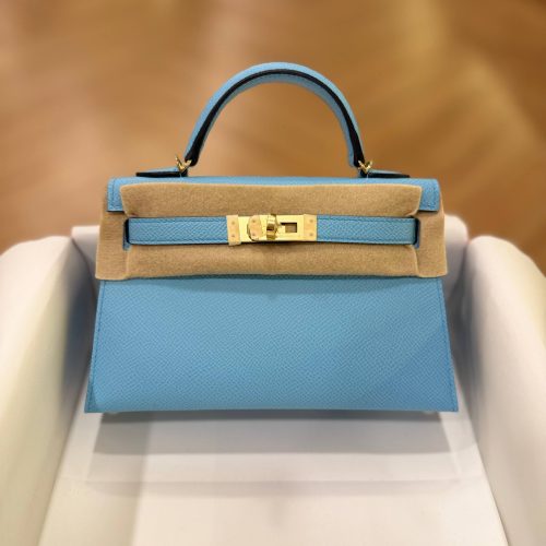 Hermes Mini Kelly 20 Blue Celeste Epsom Leather GHW