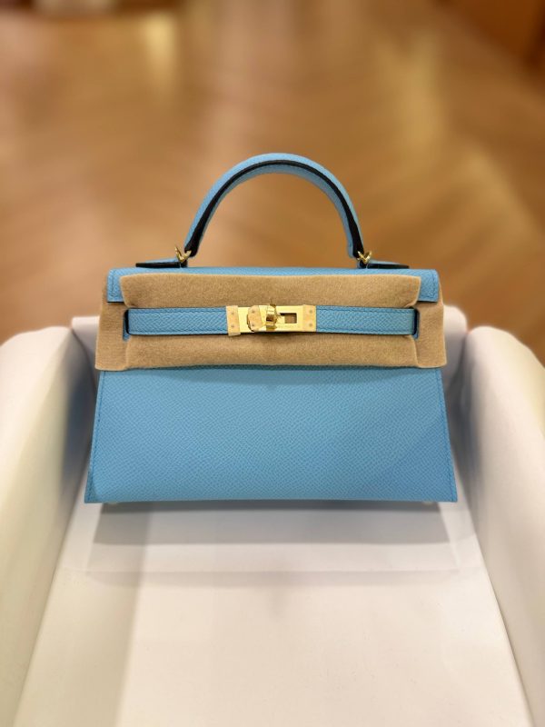 Hermes Mini Kelly 20 Blue Celeste Epsom Leather GHW