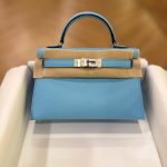 Hermes Mini Kelly 20 Blue Celeste Epsom Leather SHW