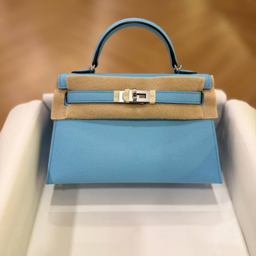 Hermes Mini Kelly 20 Blue Celeste Epsom Leather SHW