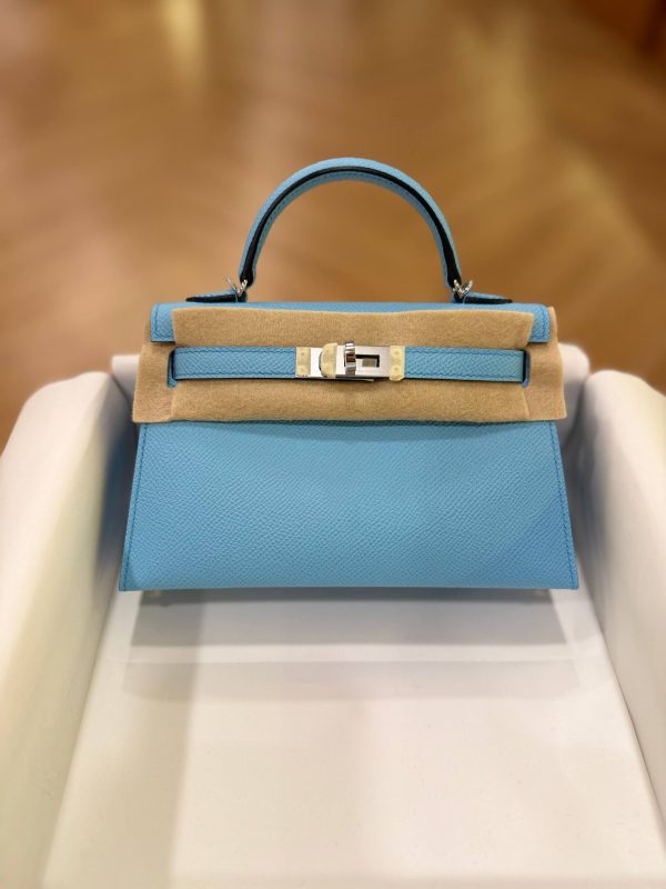 Hermes Mini Kelly 20 Blue Celeste Epsom Leather SHW