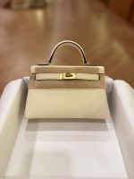 Hermes Mini Kelly 20 Craie Epsom Leather GHW