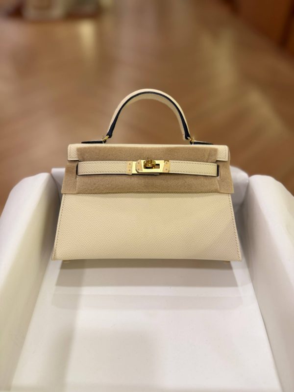 Hermes Mini Kelly 20 Craie Epsom Leather GHW