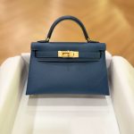 Hermes Mini Kelly 20 Deep Blue Epsom Leather GHW