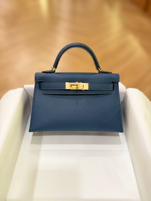 Hermes Mini Kelly 20 Deep Blue Epsom Leather GHW