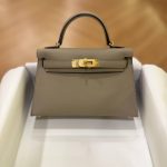 Hermes Mini Kelly 20 Etoupe Epsom Leather GHW
