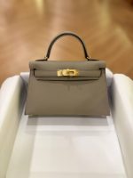 Hermes Mini Kelly 20 Etoupe Epsom Leather GHW