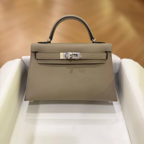 Hermes Mini Kelly 20 Etoupe Epsom Leather SHW