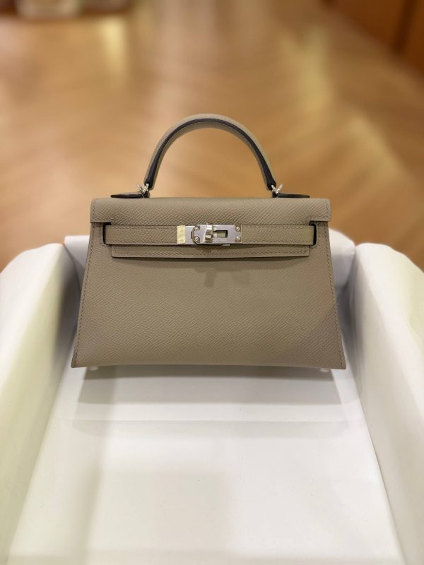 Hermes Mini Kelly 20 Etoupe Epsom Leather SHW