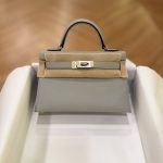 Hermes Mini Kelly 20 Gris Pantin Epsom Leather SHW