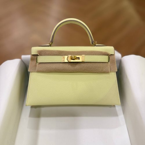 Hermes Mini Kelly 20 Jaune Poussin Epsom Leather GHW