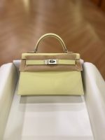 Hermes Mini Kelly 20 Jaune Poussin Epsom Leather SHW