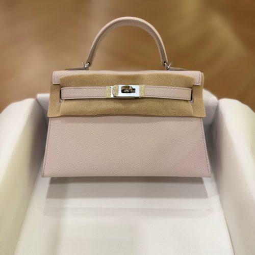Hermes Mini Kelly 20 Mauve Pale Epsom Leather SHW