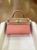 Hermes Mini Kelly 20 Rose Confetti