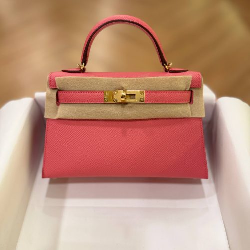 Hermes Mini Kelly 20 Rose Lipstick Epsom Leather GHW
