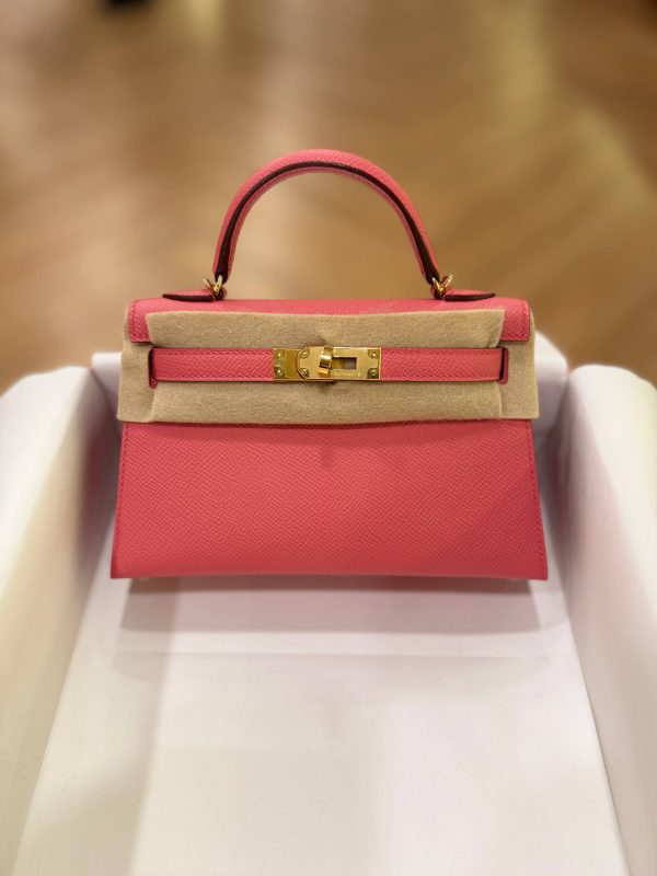 Hermes Mini Kelly 20 Rose Lipstick Epsom Leather GHW