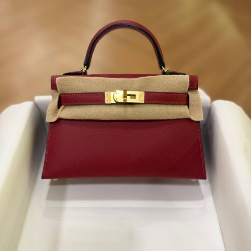 Hermes Mini Kelly 20 Rouge H Epsom Leather GHW